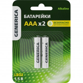 Батарейка щелочная IEK Alkaline LR03/AAA (2шт/блистер) GENERICA