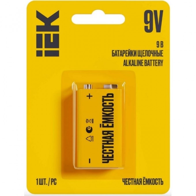 Элемент питания алкалиновый "крона" IEK 6LR61 9В Alkaline (блист.1шт) ABT-6LR619V-OP-L01 Элемент питания алкалиновый "крона" IEK 6LR61 9В Alkaline (блист.1шт) ABT-6LR619V-OP-L01