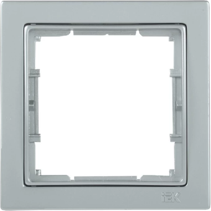Рамка 1-местная квадратная IEK РУ-1-БС BOLERO Q1 серебряный - EMB12-K23-Q1