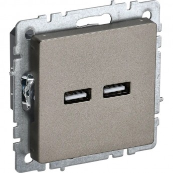 Розетка BRITE IEK BR-U21-D31-K37 USB A+A 3.1А РЮ10-1-БрШ шампань