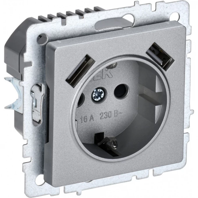 Розетка IEK BRITE РЮш10-1-БрА 16А с USB A+A 2.1А BR-R14-16-U21-D21-K47 Розетка IEK BRITE РЮш10-1-БрА 16А с USB A+A 2.1А BR-R14-16-U21-D21-K47