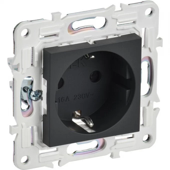 Розетка IEK SKANDY SK-R06G 16А с заземлением/защитные шторки/б/к графит SK-R14-16-1-K53 Розетка IEK SKANDY SK-R06G 16А с заземлением/защитные шторки/б/к графит SK-R14-16-1-K53