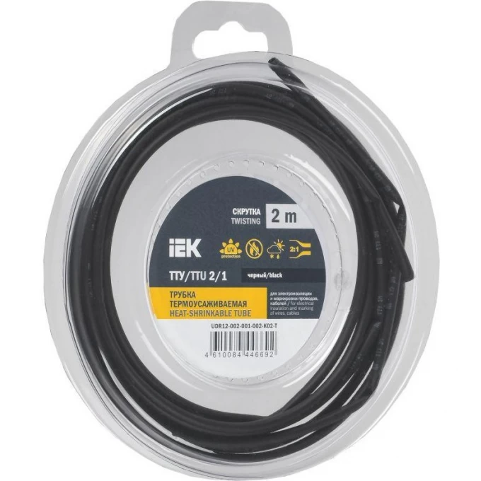 Трубка термоусадочная IEK ТТУ нг-LS 2/1 черн. (уп.2м) UDR12-002-001-002-K02-T Трубка термоусадочная IEK ТТУ нг-LS 2/1 черн. (уп.2м) UDR12-002-001-002-K02-T