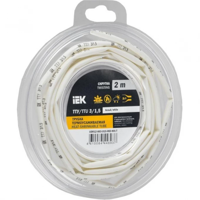 Трубка термоусадочная IEK ТТУ нг-LS 3/1.5 бел. (уп.2м) UDR12-003-D15-002-K01-T Трубка термоусадочная IEK ТТУ нг-LS 3/1.5 бел. (уп.2м) UDR12-003-D15-002-K01-T